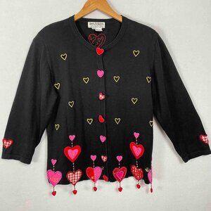 Jack B Quick Vintage Valentine's Day Heart Sweater / Cardigan Womens Size L